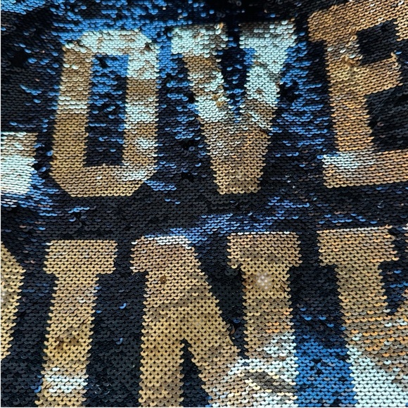 Victoria’s Secret Pink allover sequins tote bag black gold summer - Picture 5 of 5